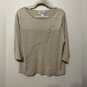 Tan Silk Top with Embellishments